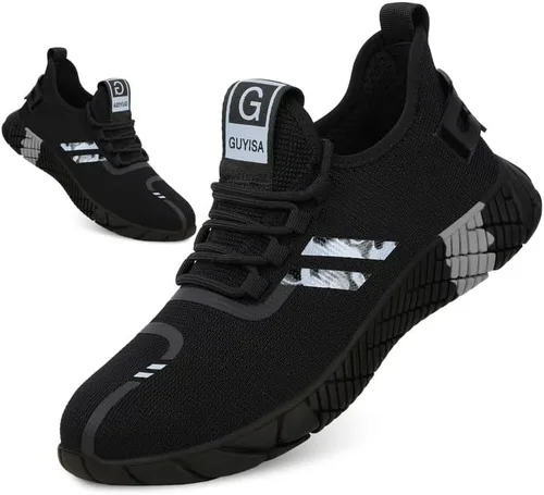 Miniatura 8 de KGJIANDA Zapatos de trabajo con punta de acero para hombres, zapatos de trabajo para mujeres, zapatos indestructibles de seguridad, zapatos de punta