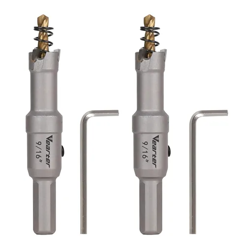 Miniatura 18 de Sierra perforadora de carburo de 1-1/2 pulgadas (1.496 in) para metal duro, cortador de agujeros con punta de carburo de tungsteno con broca piloto