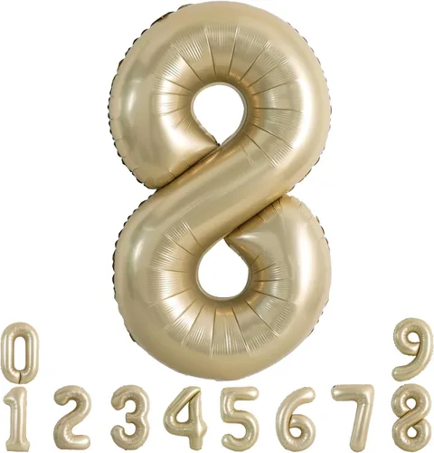 Miniatura 24 de TONIFUL 40 Inch Pastel Blue Number 8 Foil Balloons Large Mylar Foil Digital 8 Balloons for 8th Birthday, Gender Neutral Party, Baby Shower, Oro rosa