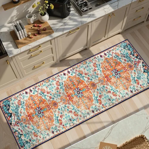 Miniatura 8 de Lahome Alfombra de Pasillo de Medallón Floral Bohemio de 2'8" x 10', Alfombra de Pasillo para Cocina Suave, Lavable y Antideslizante, Alfombras
