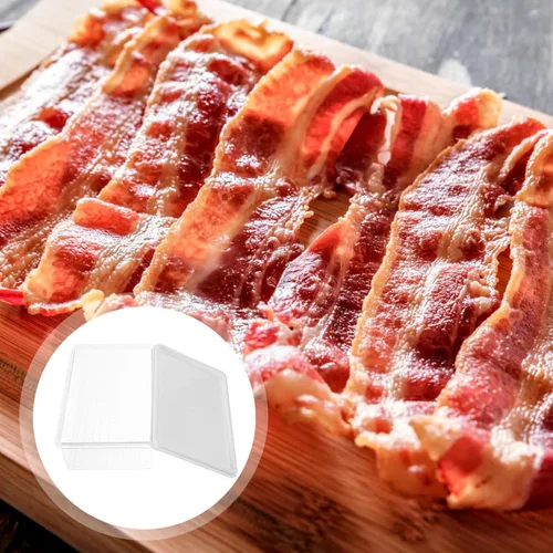 Miniatura 3 de Luxshiny Contenedor de almacenamiento de carne, tapa para guardar tocino, organizador de refrigerador, cortes en frío, almacenamiento de alimentos