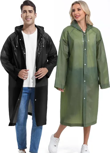 Miniatura 159 de 2 abrigos de lluvia de Borogo para adultos, chaquetas de lluvia reutilizables para hombres y mujeres