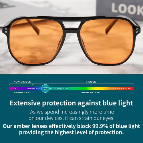 Miniatura 3 de Lentes de bloqueo de luz azul, lentes de juego, tinte ámbar naranja, alivio de la fatiga ocular, para juegos, sueño, fatiga ocular, ultraligeros