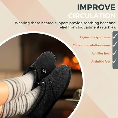 Miniatura 2 de Pantuflas térmicas para hombres y mujeres: desgaste recargable para pies con 3 ajustes de temperatura que mantiene los pies calientes hasta 11 horas