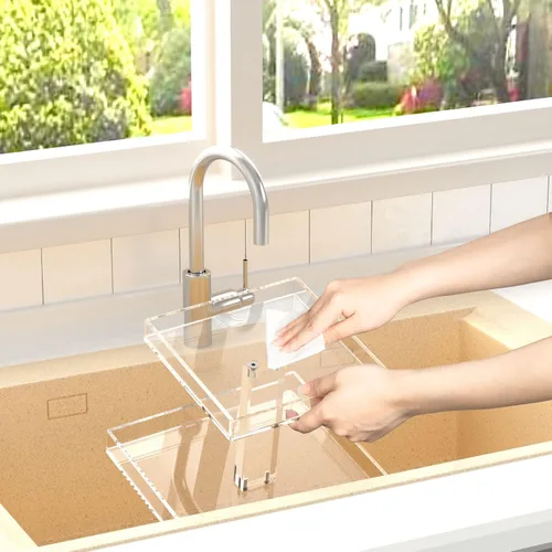 Miniatura 7 de NIUBEE Organizador de almacenamiento de cosméticos de baño acrílico de 2 niveles para tocador y encimera, bandeja de perfume de pie para decoración
