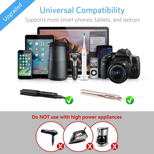 Miniatura 3 de BESTEK Adaptador de viaje universal convertidor de voltaje de 220 V a 110 V con carga USB de 6 A y 4 puertos, y adaptador de enchufe de Reino Blanco