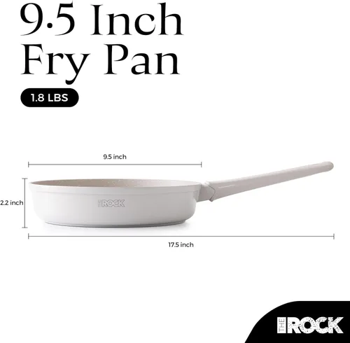 Miniatura 9 de THE ROCK SOHO - Sartén antiadherente de cerámica de 9.5 pulgadas, no se pega, nunca se deforma, dura más tiempo, sartén no tóxica con mango Crema