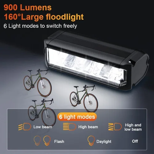Miniatura 3 de WSDCAM Juego de luces para bicicleta con alarma de bocina de bicicleta, luz trasera de bicicleta con control remoto con señales de giro y luz