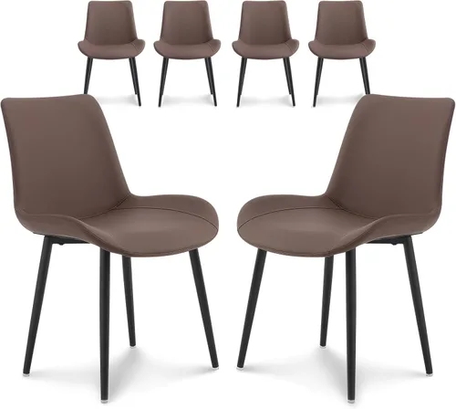 Miniatura 10 de seonyou Juego de 2 sillas de comedor tapizadas de piel sintética de mediados de siglo, cómodas sillas de comedor con marco de metal
