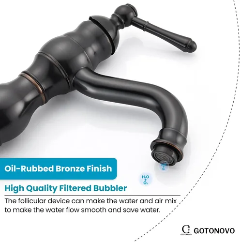 Miniatura 6 de gotonovo Grifo de lavabo de baño de 1 agujero con mango único, grifo de tocador de lavabo con caño giratorio de 360°, grifo mezclador de lavabo