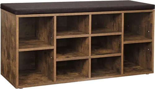 Miniatura 10 de VASAGLE - Colección CUSTOS - Banco para zapatos, banco de almacenamiento con asiento acolchado, banco de entrada con 10 compartimentos