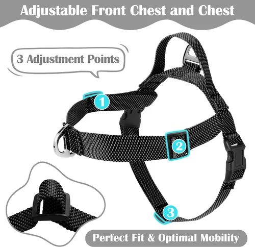Miniatura 2 de Annchwool Arnés para perro sin tirones con clip frontal y asa de fácil control, arnés ajustable para el vientre y el pecho y correa para perros