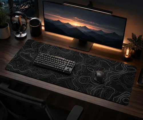 Miniatura 21 de AQQA Alfombrilla grande para mouse (35 x 17 pulgadas), extendida XXXL con base de goma antideslizante, líneas de mapa topográfico de fondo, contorno