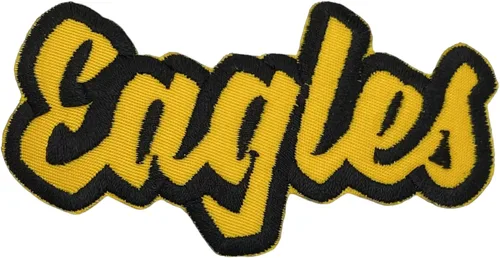 Miniatura 15 de (2 x 4 pulgadas) Eagles, espíritu de equipo, bordado, parche para planchar (sarga blanca/contorno verde)