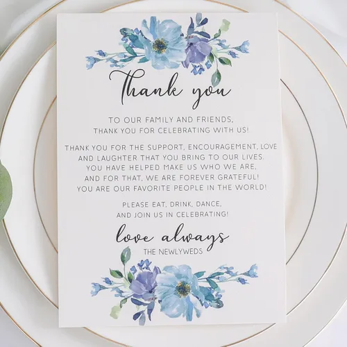 Miniatura 16 de HUIHUANG Tarjetas de agradecimiento de boda, 50 tarjetas de lugar para colocar en la mesa, recepciones, cenas, eventos y celebraciones