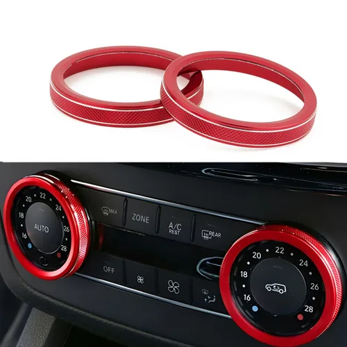 Angelguoguo Cubierta de botón giratorio de aire acondicionado para Mercedes Benz Clase C W204 GLE M GLK SL GLS SLK G GL CLS Class (rojo)
