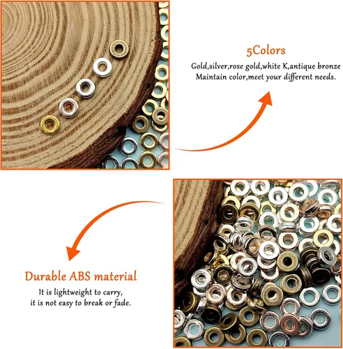 Miniatura 4 de 1000 cuentas espaciadoras redondas planas para manualidades, cuentas de disco de 5 colores para hacer joyas, pulseras, collares, aretes