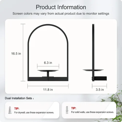 Miniatura 2 de Soporte para plantas de pared de metal negro, paquete de 2 soportes para plantas montados en la pared y soportes colgantes para macetas