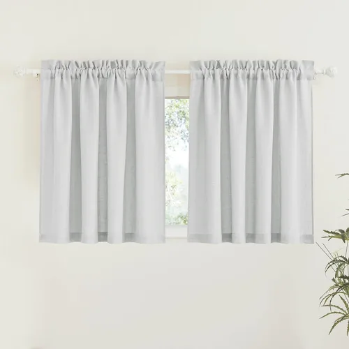 Miniatura 82 de RYB HOME Cortinas extralargas de 108 pulgadas de largo, transpirables con bolsillo para barra, cortinas traslúcidas blancas para sala de estar