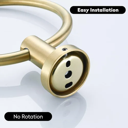 Miniatura 5 de BATHSIR Soporte de papel higiénico dorado cepillado y soporte para toallas de mano, 2 piezas, doble poste pivotante, redondo, moderno, accesorio