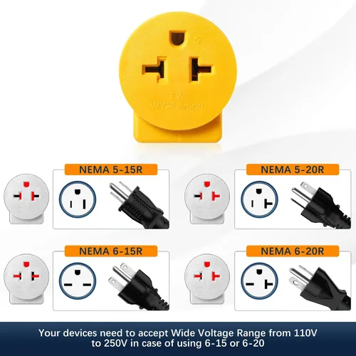 Miniatura 5 de NEMA N10-30P 30Amp a adaptador de cargador EV de enchufe para secadora a 6-20R, enchufe de secadora de 3 clavijas de 30A 250V a 20A 250V 6-20R