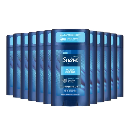Suave Ocean Charge - Desodorante antitranspirante para hombre, aroma marino y madera flotante durante todo el día, para protección contra el olor y