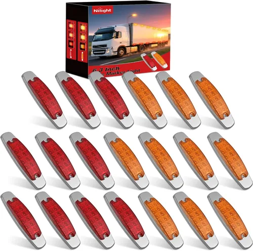 Miniatura 20 de Nilight 10 luces LED rojas de 3.8 pulgadas con 6 luces LED indicadoras laterales delanteras y traseras para 12 V, camión, remolque, caravana, Rojo