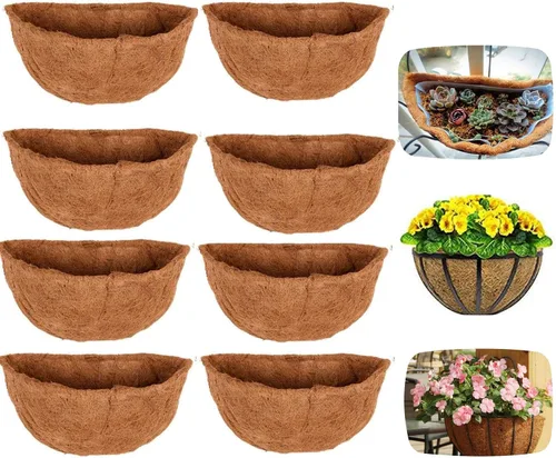 Miniatura 14 de Forros semicirculares de fibra de coco, 1 paquete de revestimientos de coco para cesta colgante, forro de coco de 10 pulgadas, transpirable