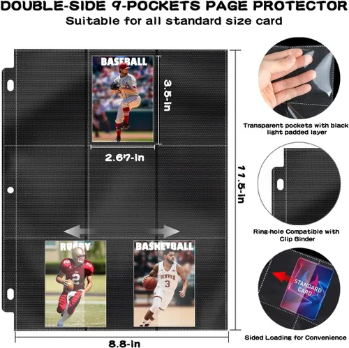 Miniatura 2 de Carpeta de 450 bolsillos para tarjetas de béisbol, 25 páginas protector de doble cara para tarjetas deportivas MTG YU-GI-OH, tarjetas de fútbol