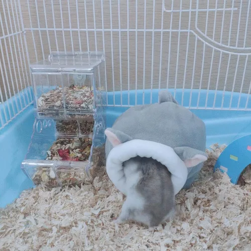 Miniatura 3 de WishLotus Cama para hámster, mini casa suave y cálida, nido antideslizante para hámsters enanos, mini erizos y mascotas pequeñas (gris)