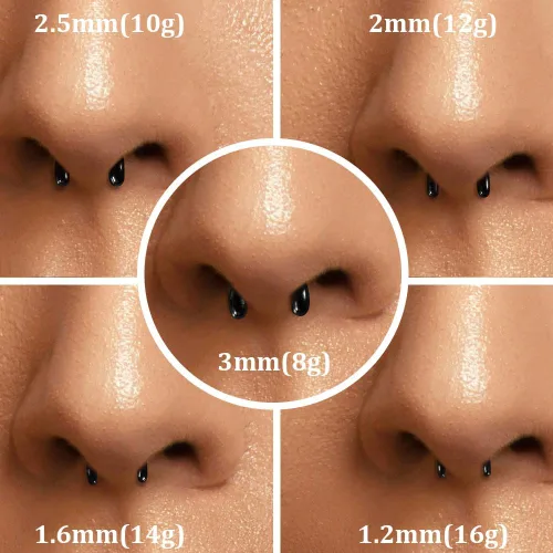 Miniatura 2 de 4 piezas de retenedor de tabique de vidrio 16G 14G 12G 10G 8G, 2 piezas negro y 2 piezas transparente en forma de U con anillos en O para trabajo