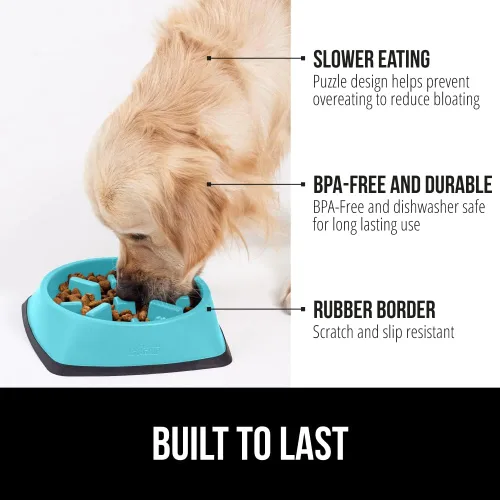 Miniatura 2 de GORILLA GRIP® Cuencos patentados de alimentación lenta sin BPA, juguete interactivo para perros y gatos, enriquecimiento de entrenamiento Turquesa
