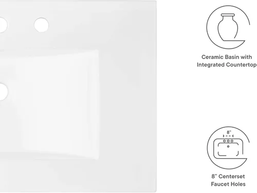 Miniatura 2 de Modway EEI-4837-WHI Cayman - Lavabo de baño de 30 pulgadas, color blanco