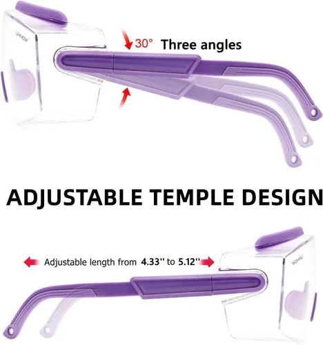 Miniatura 4 de UKNOW Gafas de Seguridad Sobre Lentes, Gafas de Seguridad Antiempañamiento con Lente Envolvente Transparente, Gafas Protectoras ANSI Z87.1 Lavanda