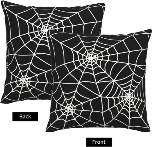 Miniatura 2 de Juego de 2 fundas de almohada de Halloween de 16 x 16 pulgadas, fundas cuadradas de lino decorativas de lino para el hogar, la cama o el sofá