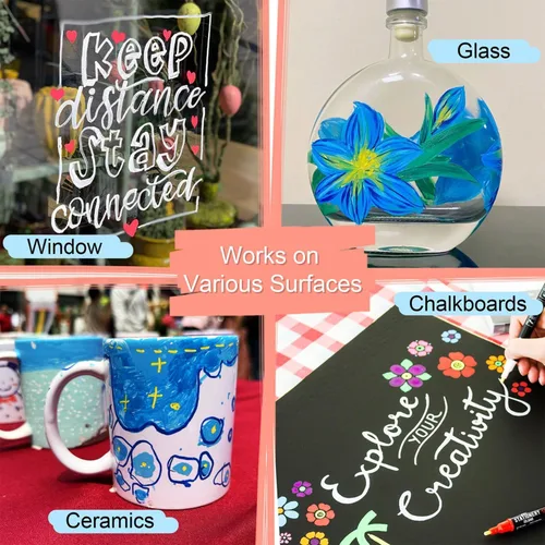 Miniatura 3 de STATIONERY ISLAND Bolígrafos de tiza para pizarra, marcadores de tiza líquida para pizarra y vidrio, bolígrafos de tiza limpiables para dibujo