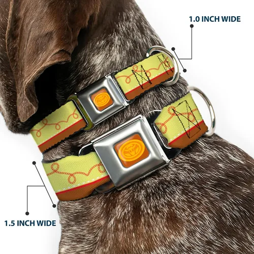Miniatura 2 de Collar de perro Hebilla de cinturón de seguridad Toy Story Woody Bounding Cowboy Buckle Amarillo Rojo Marrón 9 a 15 pulgadas 1.0 pulgadas de ancho