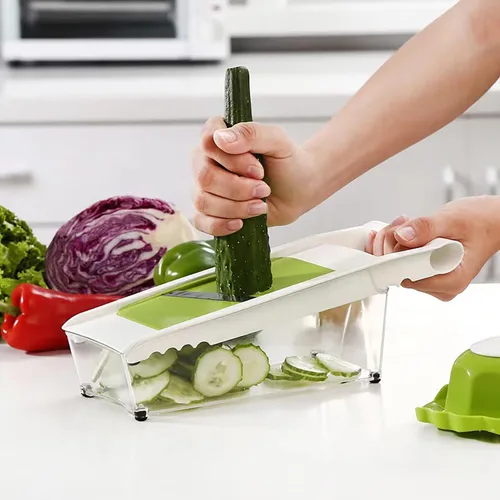 Miniatura 8 de NACOLUS Rallador de queso con contenedor, cortador de verduras 5 en 1, ralladores multiusos para cocina, rallador de caja fácil de limpiar