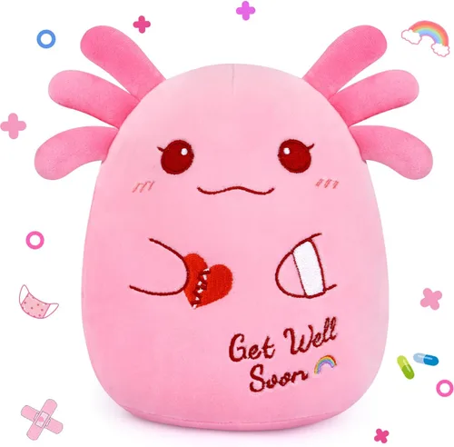 Miniatura 14 de Regalos para mujeres y niños, peluche de gato negro de 8 pulgadas, animales de peluche con texto en inglés "Get Well Soon", peluches de gato kawaii