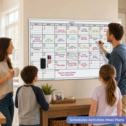 Miniatura 9 de Calendario magnético extra grande de borrado en seco para pared, calendario mensual gigante de pizarra blanca de 25 x 38 pulgadas, planificador