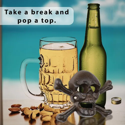 Miniatura 7 de Treasure Gurus Metal Wall Mount Skull Crossbones Cerveza Soda Pop Botella Cap Opener Par Pub Decor