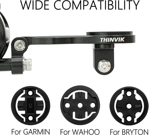 Miniatura 3 de Thinvik Montaje extendido exterior y soporte para computadora de bicicleta para Garmin Wahoo Bryton Series, montaje combinado de ángulo ajustable