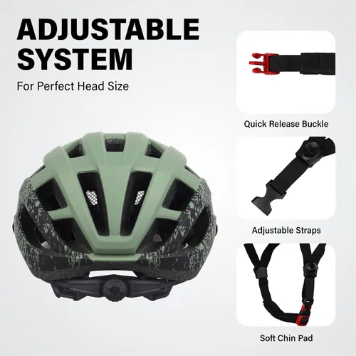 Miniatura 7 de Casco de bicicleta de carretera para adultos jóvenes, casco de bicicleta de montaña ajustable para hombres y mujeres con visera desmontable, 2 Verde