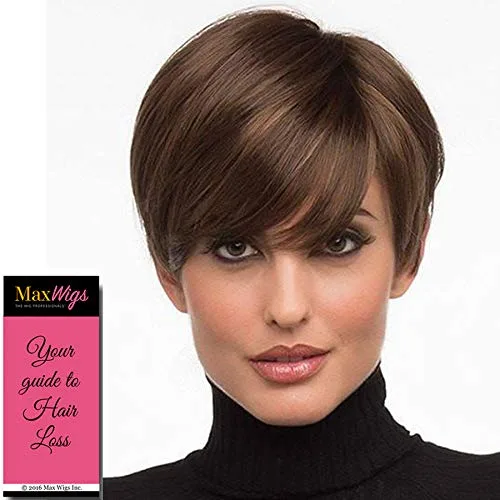 Miniatura 3 de Peluca Kris color 38 gris oscuro – Envy Wigs de 4 pulgadas, corta, elegante, coqueta, retro, Pixie, parte de monofilamento sintético, largo lateral