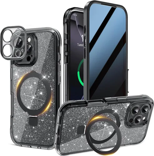 Miniatura 31 de Funda magnética de privacidad para iPhone 17 Pro Max [Cartulina con purpurina para bricolaje] [Soporte magnético invisible] Protector de pantalla