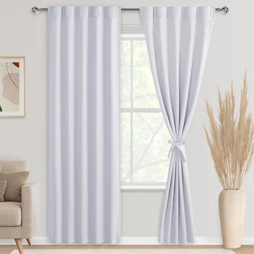Miniatura 43 de DWCN Cortinas opacas con pestaña trasera para ventana - Cortinas opacas con bolsillo para barra para oscurecer la habitación para dormitorio/sala