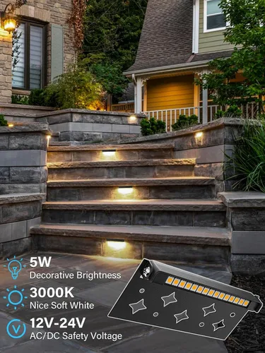 Miniatura 2 de Luces de Pared de Contención LED de 5W de 7 pulgadas, Iluminación de Paisaje Duro de Bajo Voltaje, Luces de Adoquín de Paisaje 12V 24V, Luces