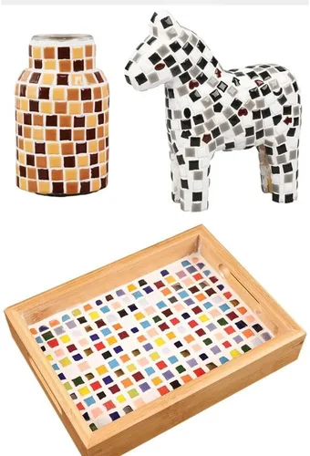 Miniatura 8 de 500 PCS / 1.1 LB Azulejos de Mosaico Cuadrados de Cerámica, 0.4 x 0.4 pulgadas Hechos a Mano para Hacer Micro Azulejos de Mosaico Creativos