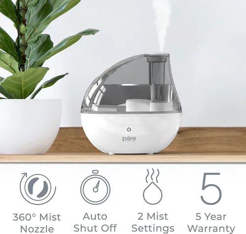 Miniatura 3 de MistAire humidificador ultrasónico de vapor frío. Unidad humidificadora premium con funcionamiento silencioso y función de luz nocturna
