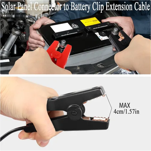Miniatura 4 de QIANRENON Cable de conector de panel solar 12AWG Conector de panel solar a clip de batería, cable de extensión de cocodrilo a conectores solares
